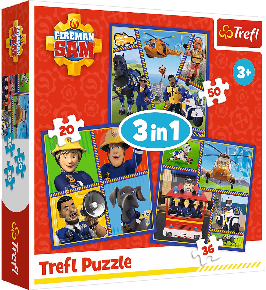 Puzzle Trefl - Sam le Pompier Puzzle 3 en 1 pour enfants en carton.