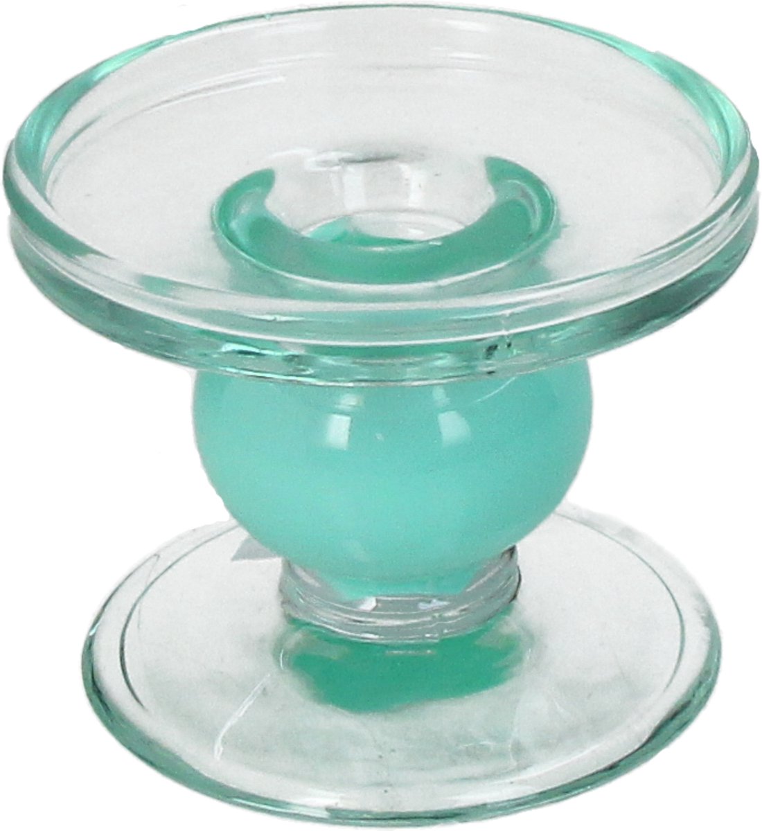 Bougeoir collection Hd verre turquoise 9x9x7cm