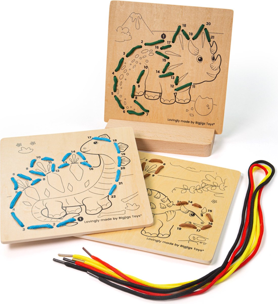 Bigjigs String on Number Dinosaur Wood