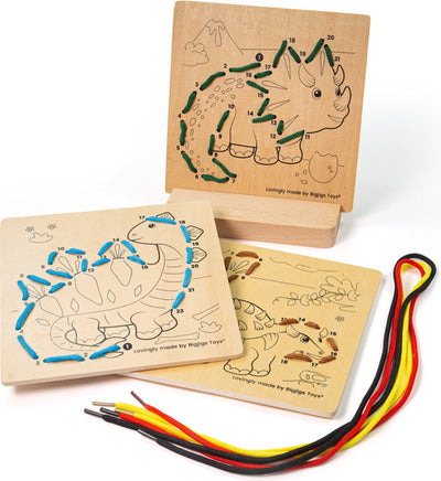Bigjigs String on Number Dinosaur Wood