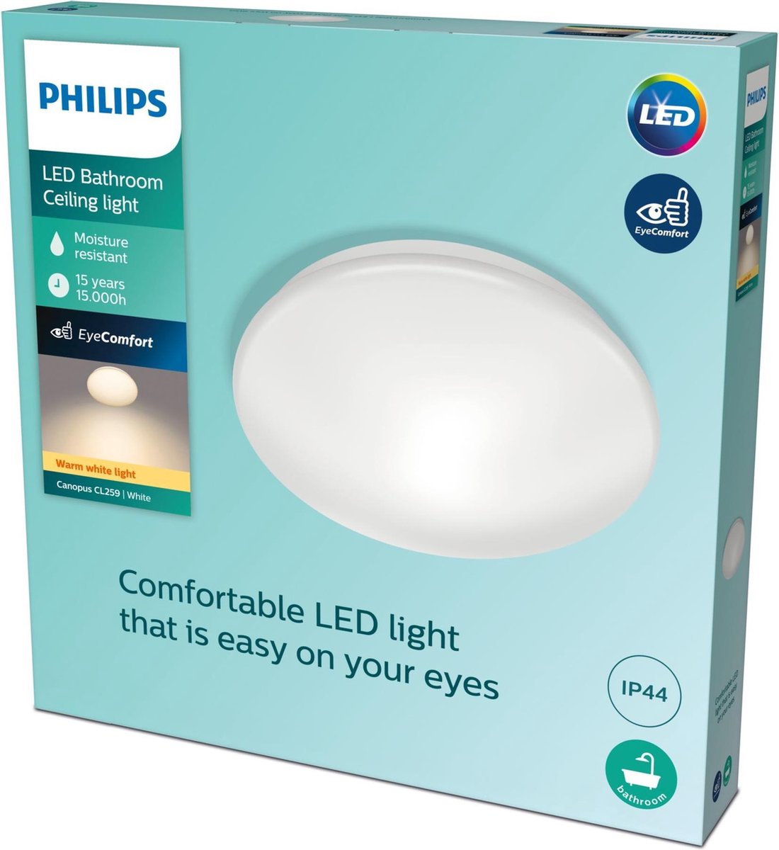 Philips LED Plafonnier de salle de bain Philips Canopus - chrome - grand