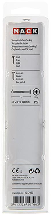 Mack 1017991 - vis pour panneaux d'aggloméré avec tête plaquée jaune. 20 pièces 5,0 x 80 mm | 5 pièces