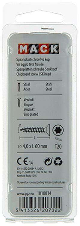 Mack 1018014 - spainplschr.vzkop-auto-assemblage plaqué jaune 25 pièces 4,0 x 60 mm | 5 pièces