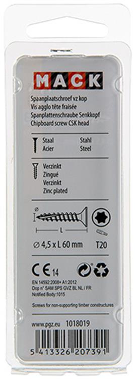 Mack 1018019 - spainplschr.vzkop-auto-assemblage plaqué jaune 25 pièces 4,5 x 60 mm | 5 pièces