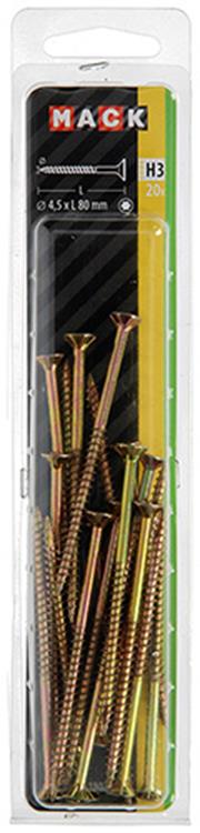 Mack 1018020 - spanplschr.vzkop-auto-assemblage plaqué jaune 20 pièces 4,5 x 80 mm | 5 pièces