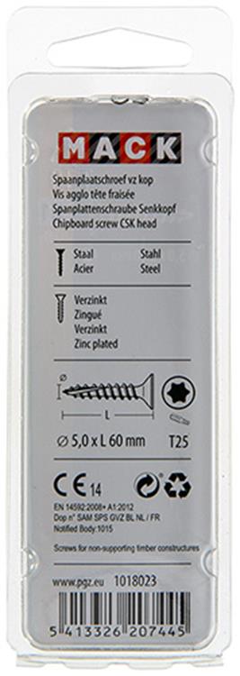 Mack 1018023 - spainplschr.vzkop-auto-assemblage plaqué jaune 20 pièces 5,0 x 60 mm | 5 pièces