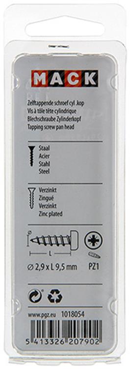 Mack 1018054 - vis autotaraudeuse culasse plaquée 110 pcs 2,9 x 9,5 mm | 10 pièces