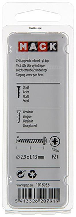 Mack 1018055 - vis autotaraudeuse culasse plaquée 100 pcs 2,9 x 13 mm | 10 pièces