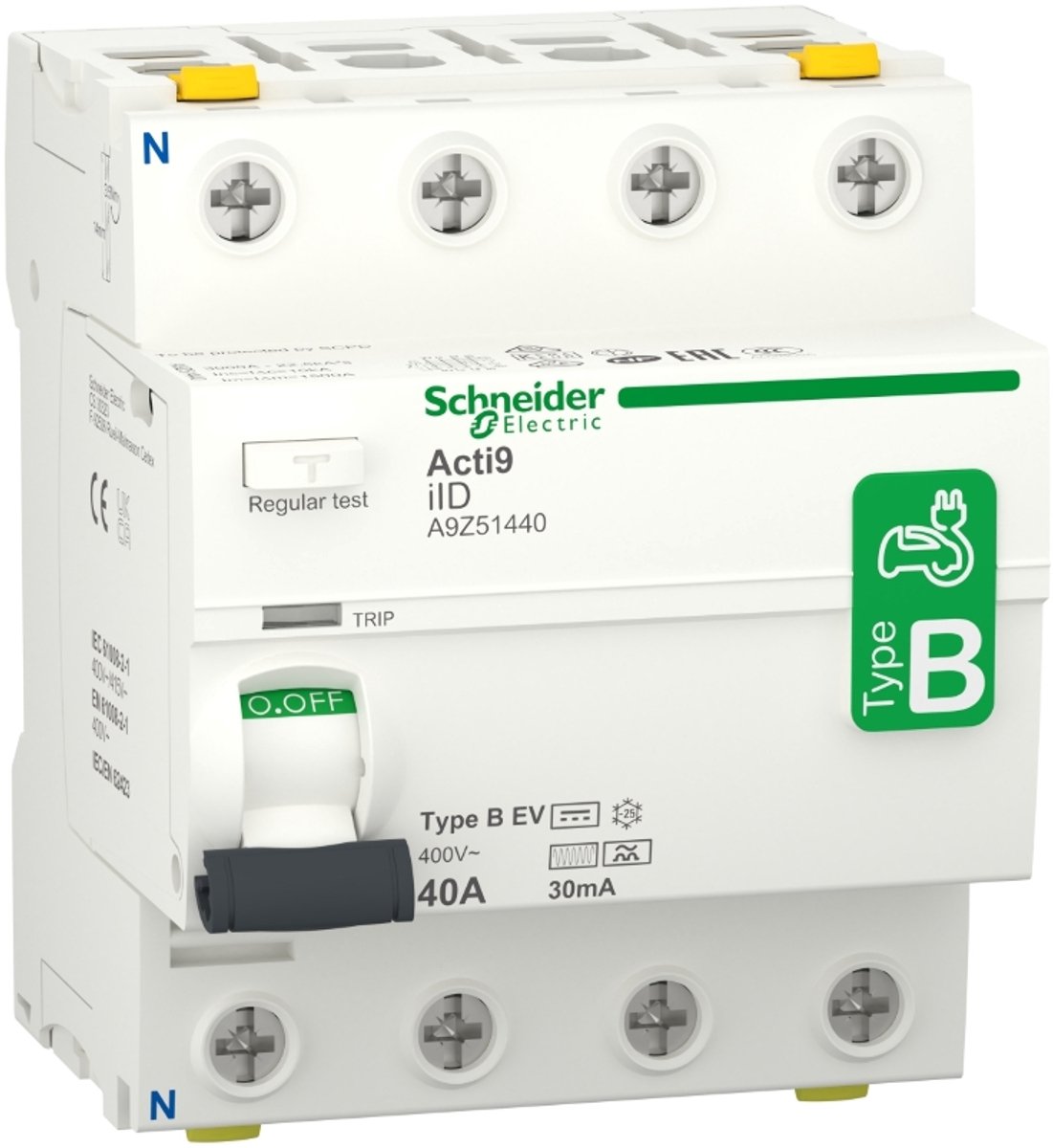 Différentiel Schneider 4p 40a 30ma type b-ev - a9z51440