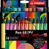 Stilo Pen 68 Max Arty Felt -Tip Pen avec épais pic de burin 24 couleurs
