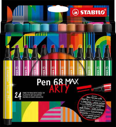 Stilo Pen 68 Max Arty Felt -Tip Pen avec épais pic de burin 24 couleurs