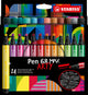Stilo Pen 68 Max Arty Felt -Tip Pen avec épais pic de burin 24 couleurs