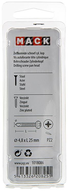 Mack 1018086 - vis autoperceuse tête cylindrique plaquée 55pcs 4,8 x 25 mm | 5 pièces