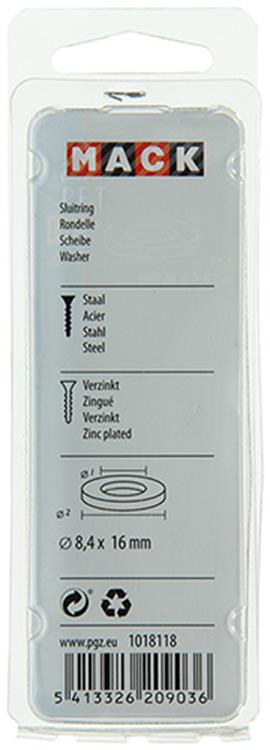 Mack 1018118 - rondelle acier galvanisé 100 pcs 8,4 x 16 mm | 5 pièces