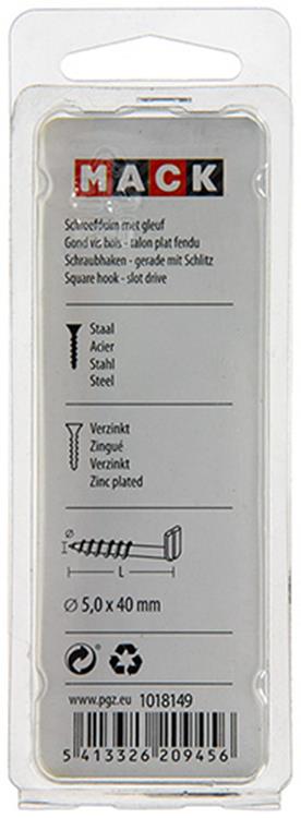 Mack 1018149 - vis à oreilles avec fente galvanisée 18 pcs 5,0 x 40 mm | 5 pièces