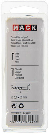 Mack 1018151 - vis à oreilles avec fente galvanisée 12 pcs 6,0 x 60 mm | 5 pièces - afbeelding 3