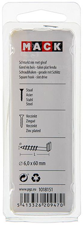 Mack 1018151 - vis à oreilles avec fente galvanisée 12 pcs 6,0 x 60 mm | 5 pièces