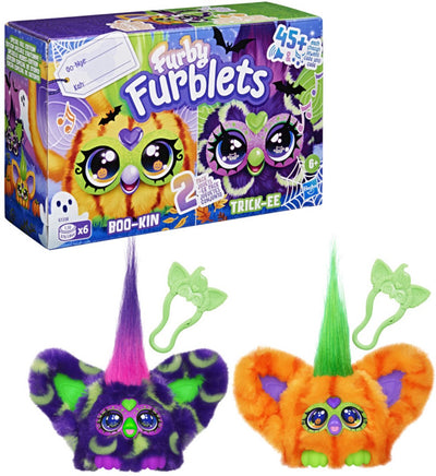 Furby furblets trick-ee et boo-kin, édition d'automne, duopack mini peluches électroniques pour filles et garçons à partir de 6 ans