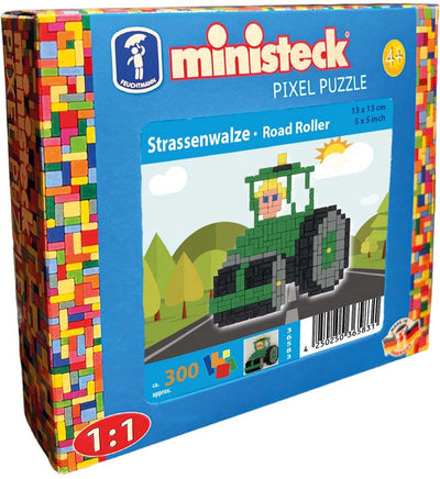 Kit mosaïque véhicule de chantier Ministeck - rouleau compresseur - petite boîte - 400 pierres.