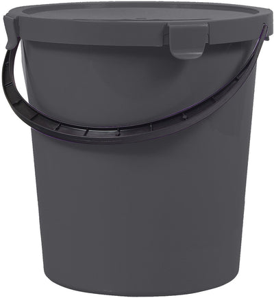 Seau Plast team berry 5l avec couvercle et poignée, gris foncé