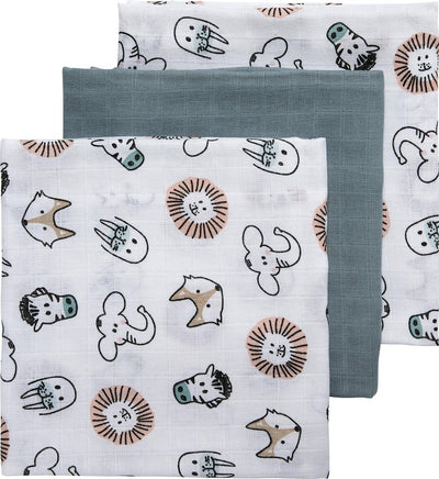 Lingettes hydrophiles Meyco pour bébés animaux - paquet de 3 - multicolore - 70x70cm