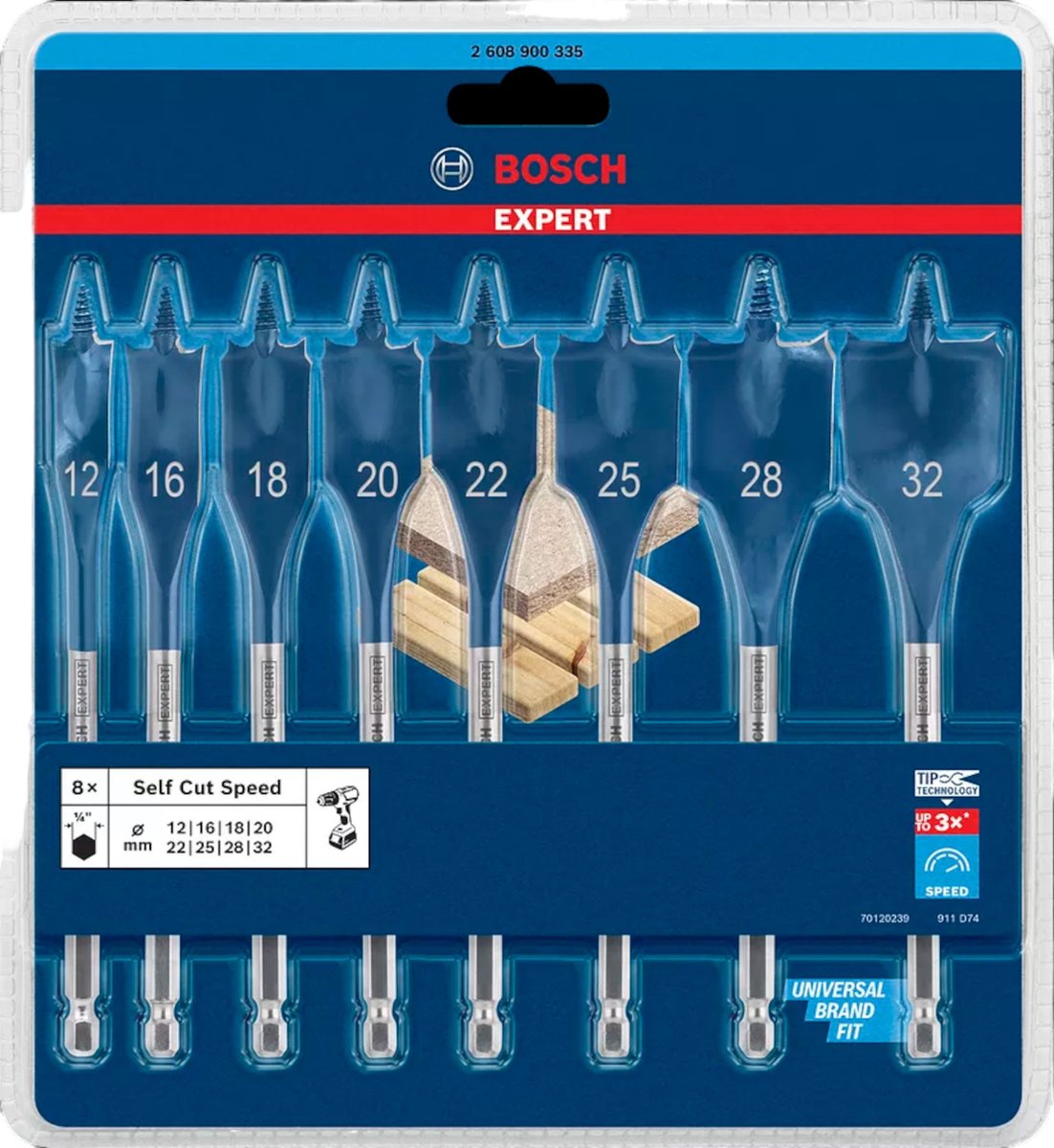 Ensemble de forets rapides à coupe automatique Bosch Expert - Ensemble de forets à bois de 8 pièces