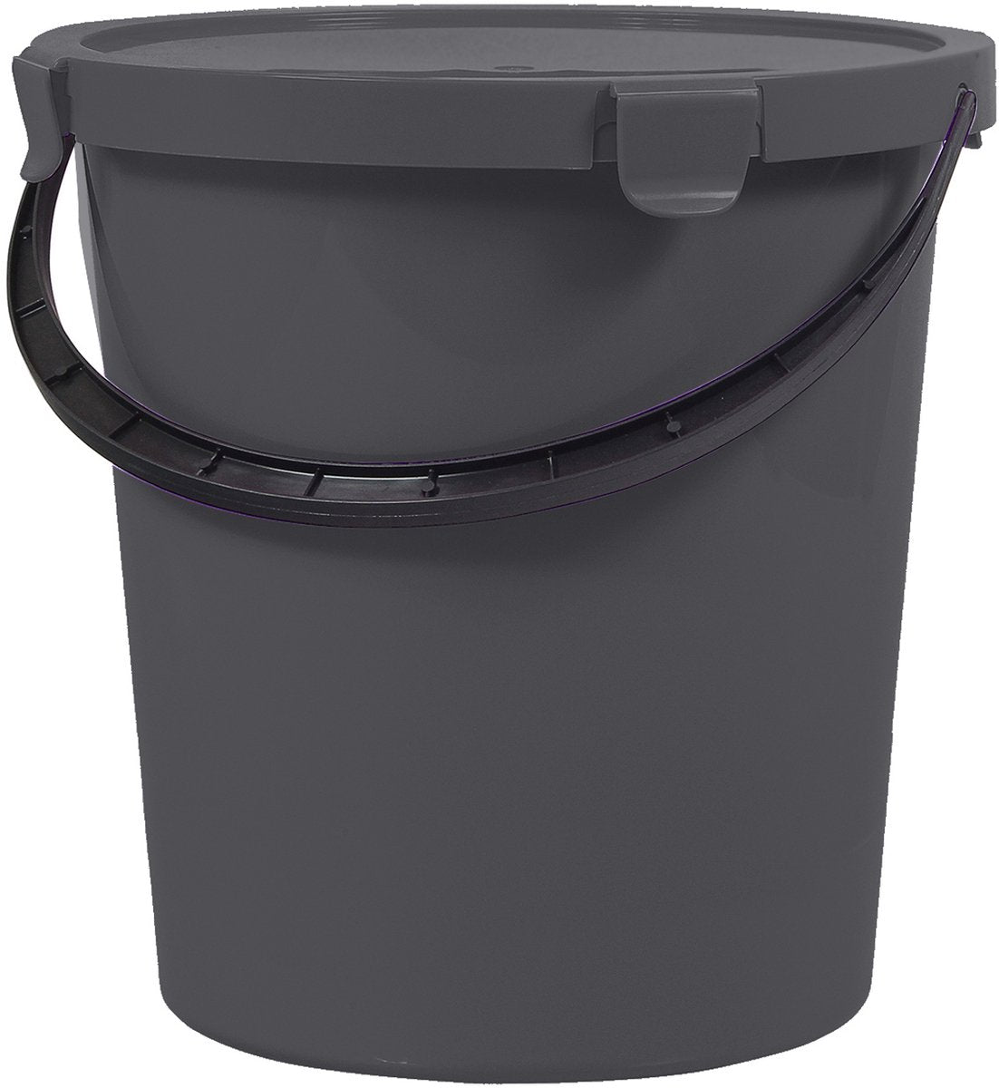Seau Plast team berry 5l avec couvercle et poignée, gris foncé