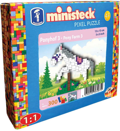 Ministeck ensemble de mosaïques créatives ferme de poneys 3 à 300 pierres - jouets colorés.