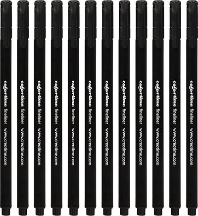 Feutres fins Colortime, largeur de trait 0,6-0,7 mm, noir, 12 pièces 1 boîte