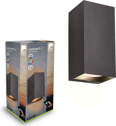 Eglo connect.z eremitana-z applique extérieure intelligente - gu10 - 24 cm - noir - lumière blanche rgb réglable - dimmable - zigbee