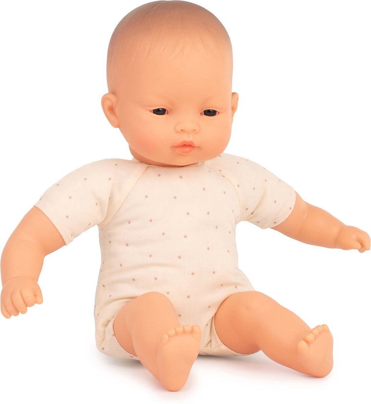 Poupée Miniland avec corps en tissu - asiatique 32cm - au parfum vanille - imperméable - 10 mois