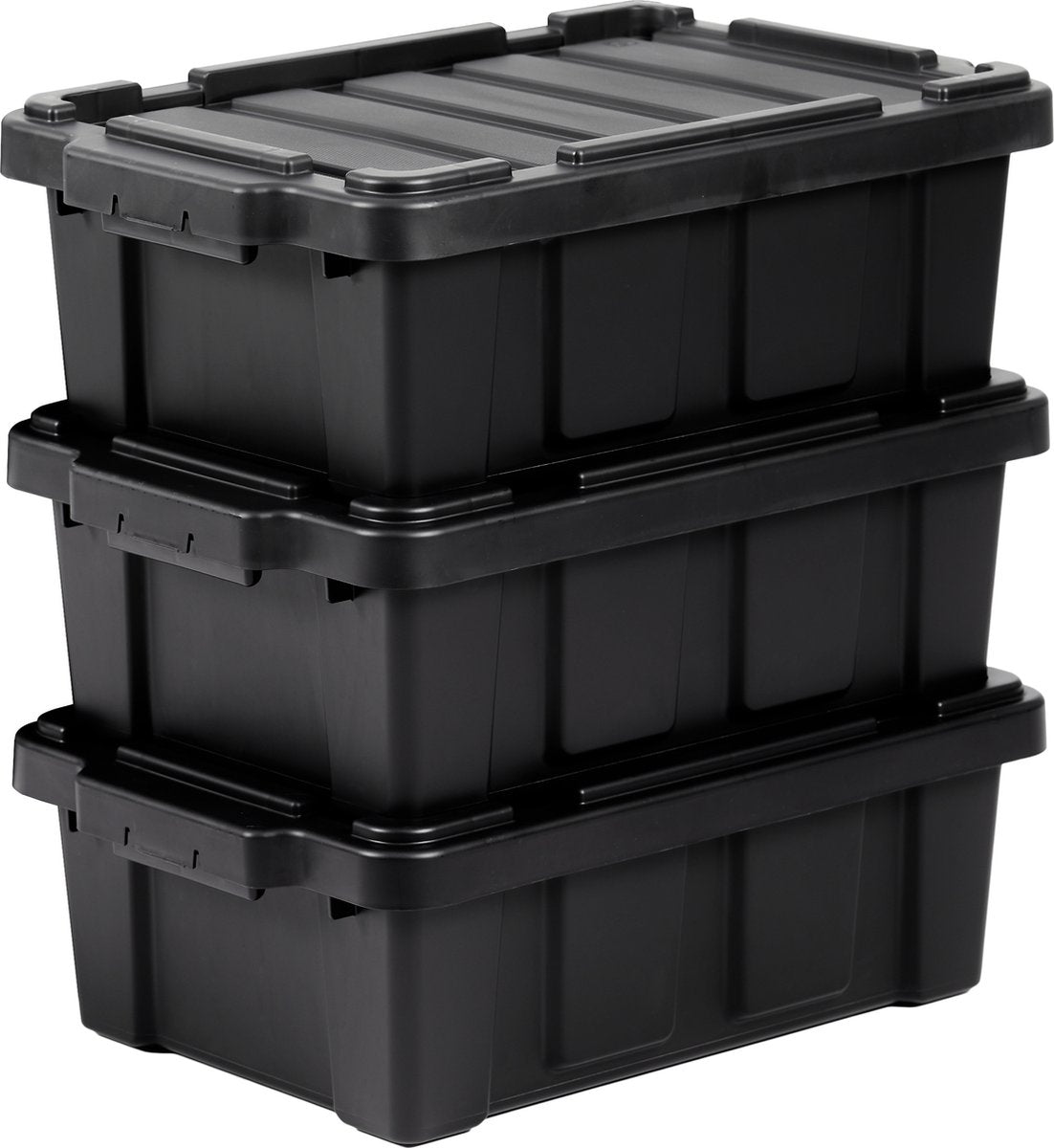 Iris power box boîte de rangement robuste - 12,5l - 100% plastique recyclé - noir - lot de 3