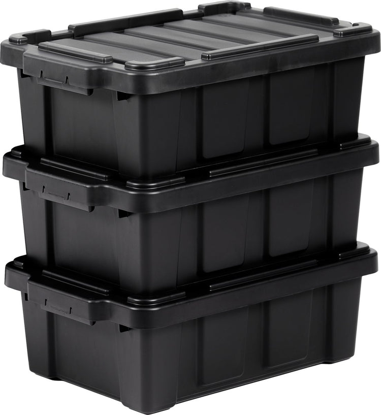 Iris power box boîte de rangement robuste - 12,5l - 100% plastique recyclé - noir - lot de 3