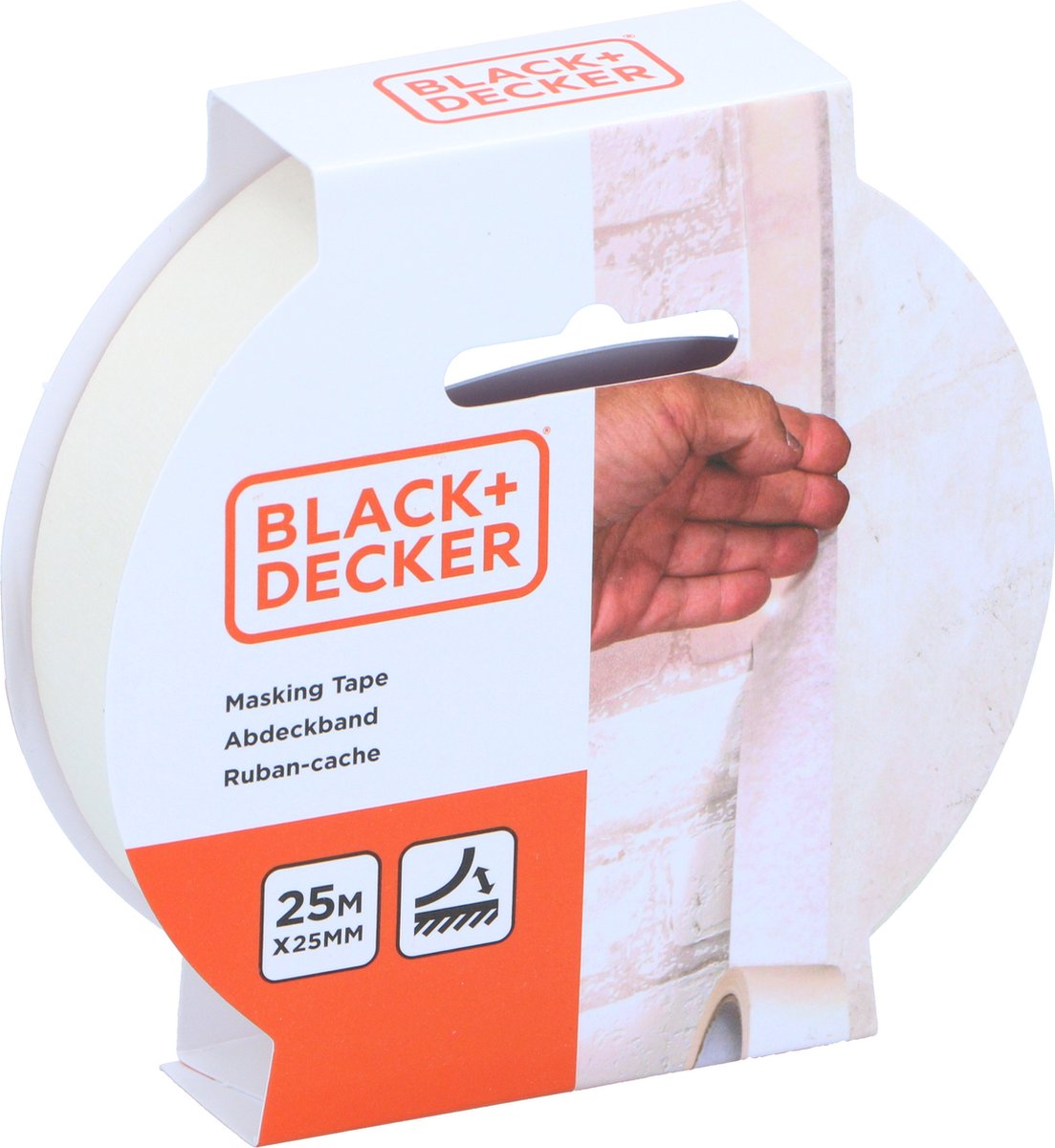 Black+decker ruban de masquage black decker ruban de peintre - blanc - 25 mm x 25 m - pour l'intérieur et l'extérieur