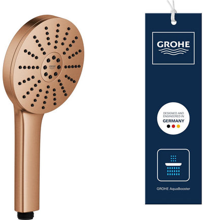 Douchette à main Grohe vitalio joy+ 120 - 3 types de jets - aqua booster - économie d'eau (7 l min) - coucher de soleil chaud brossé