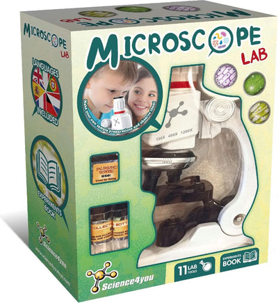 Science 4 you laboratoire de microscope science4you – kit de microscope à tige – découvrez le monde micro avec livre éducatif – 8 ans et plus