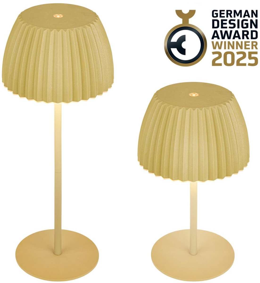 B.k.licht briloner champ - lampe de table rechargeable - lampe sans fil - dimmable au toucher - pour l'intérieur et l'extérieur - lauréat du prix du design allemand 2025 - vert lime - ø14,5 x 36,5 cm