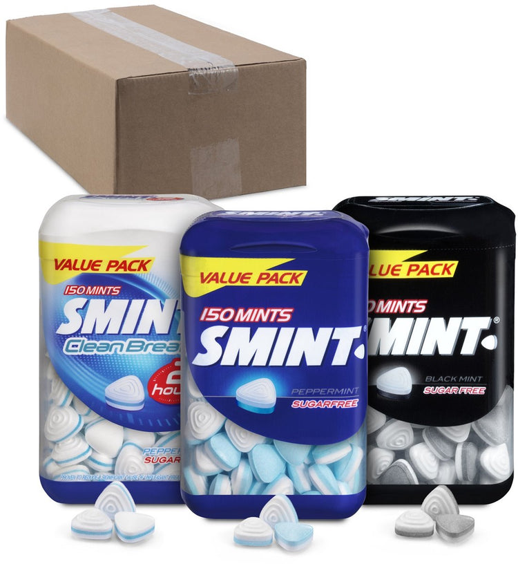 Boîte combinée Smint - Fresh Makers - mélange de menthe poivrée, de menthe noire et d'haleine propre - sans sucre - 10x150 pièces
