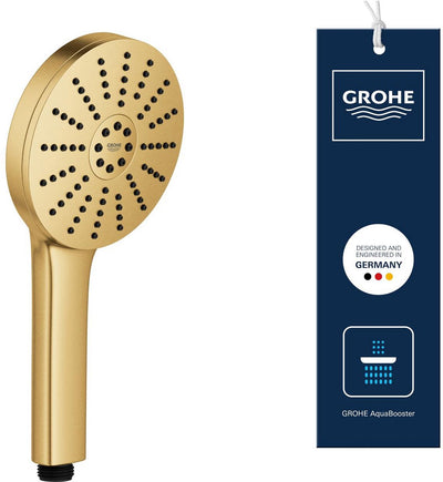 Douchette à main Grohe Vitalio Joy+ 120 - 3 types de jets - Aqua Booster - Économie d'eau (7 l min) - Cool Sunrise brossé
