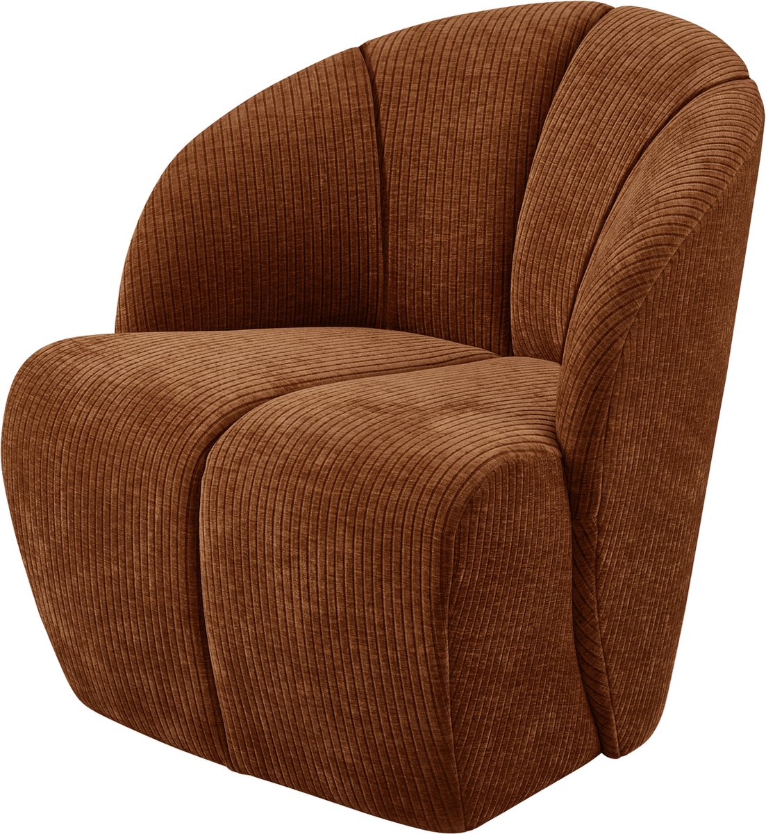 Fauteuil pivotant Woood mojo - tissu côtelé - marron rouille - 75x68x77