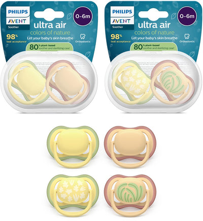 Philips avent ultra air – sucette respirante et légère (0-6 mois) - 4 pièces – scf087 21