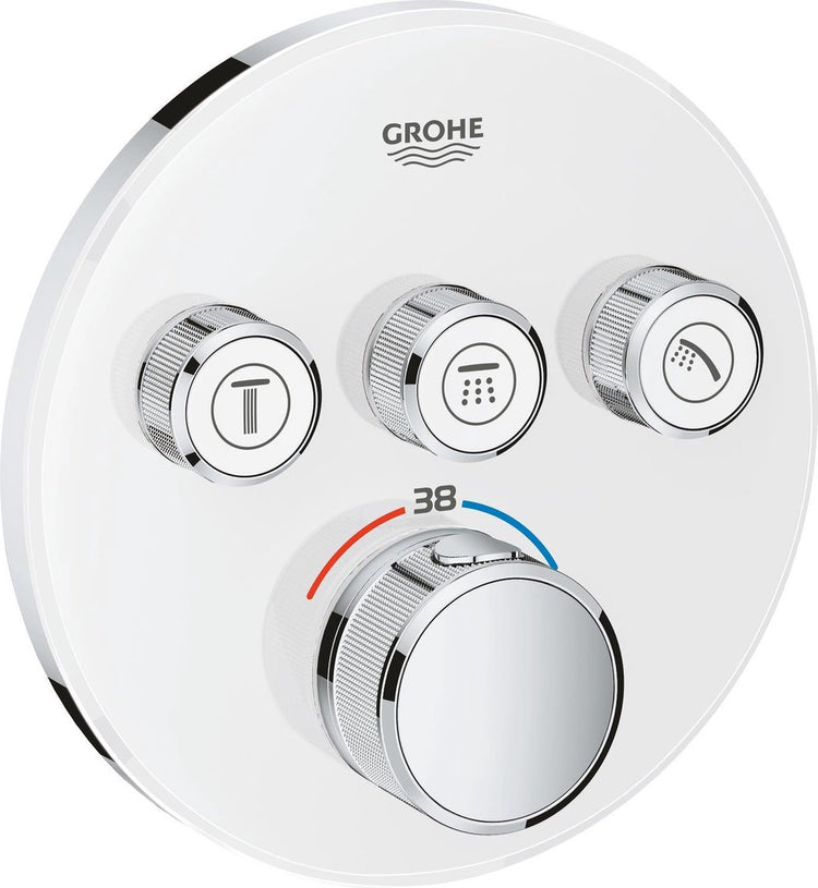 Robinet de douche thermostatique Grohe Grohtherm smartcontrol - mitigeur à encastrer - avec inverseur - rond - blanc