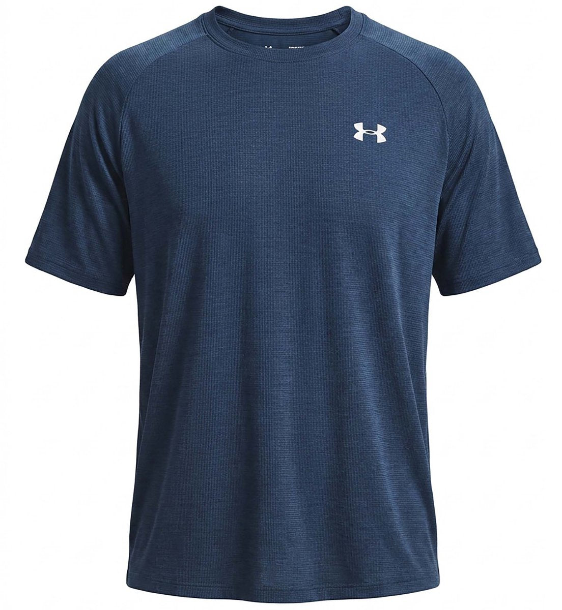 Under Armour UA Tech Texture Red SS-Blu Chemise de sport pour homme - Wham Blue - Blanc