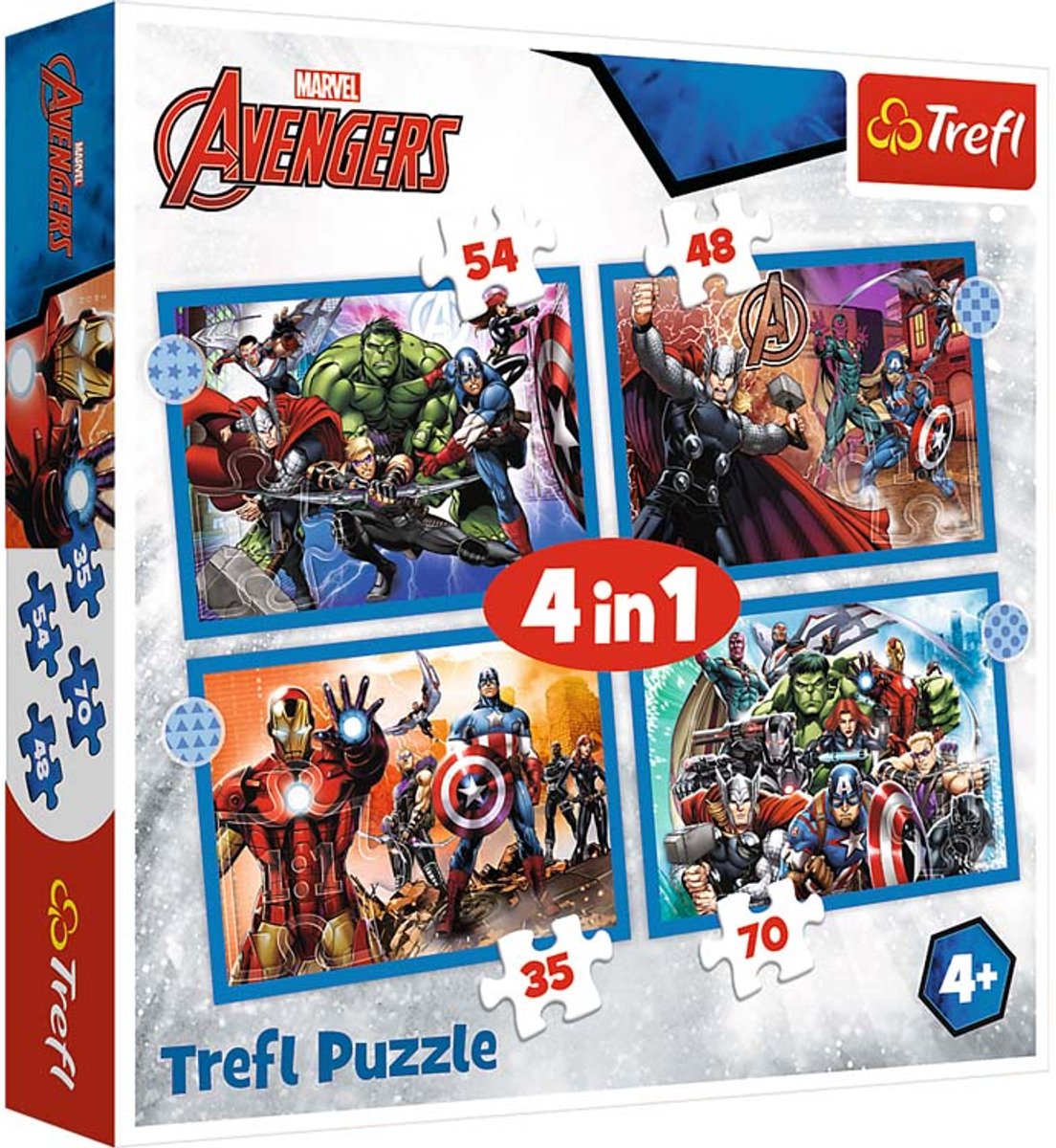 Trefl puzzle avengers 4-en-1 - Puzzle pour enfants super-héros Disney Marvel.