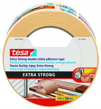Tesa extra fort - moquette et ruban PVC - 25 m x 50 mm - résistant à l'eau - convient pour l'extérieur