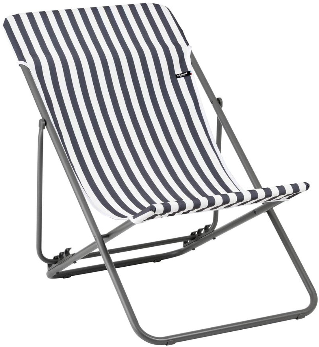 Lafuma maxi transat - chaise de plage - pliable - réglable - airlon - terre rayée