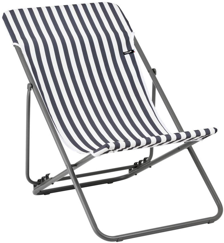 Lafuma maxi transat - chaise de plage - pliable - réglable - airlon - terre rayée