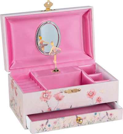 Goki Music Box Ballerina Flowers Pink
