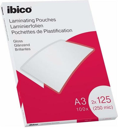 Pochettes de plastification Ibico - pour documents A3 - 2 x 125 microns - 100 pièces - brillantes