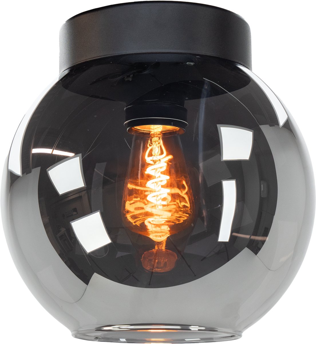 Plafonnier Eglo centara - e27 - ø 20 cm - verre fumé noir